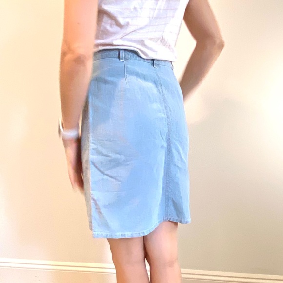 Light Linen/Cotton Denim Skirt - Picture 3 of 4